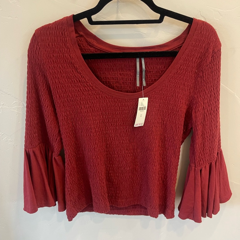 Anthropologie Bell Sleeve Shirt (red) - M (NWT)